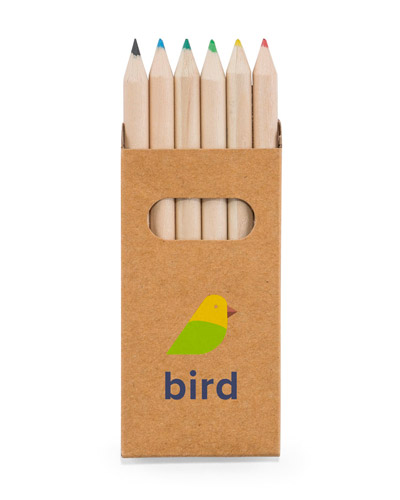 Brindes Personalizados - Caixa de Cartao com 6 mini Lapis de Cor Personalizada