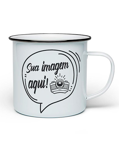 Caneca de Aluminio Branca Personalizada
