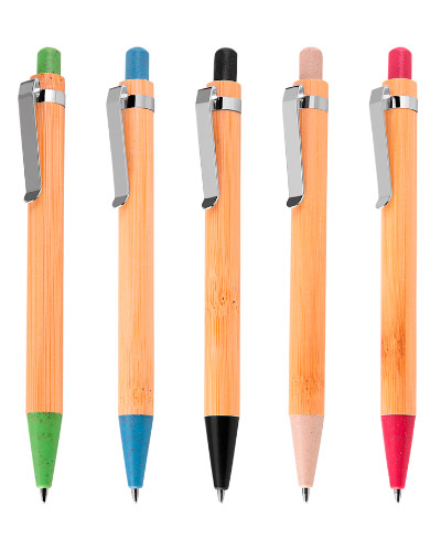 Caneta Bambu e Metal Personalizada para Brinde