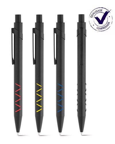 Brindes Personalizados - Caneta Metal com Detalhe em Borracha Personalizado
