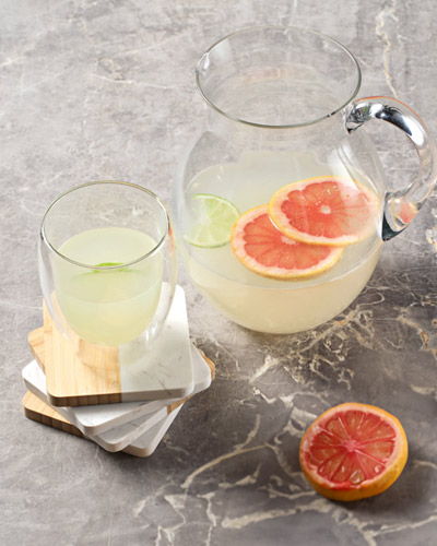 Brindes Personalizados - Conjunto de 4 Porta Copos em Marmore e Bambu Personalizado