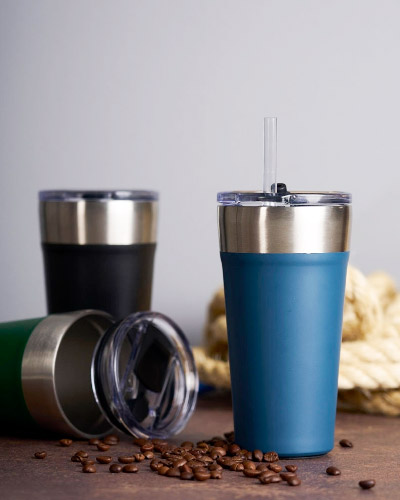 Brindes Personalizados - Copo Termico com canudo Personalizado