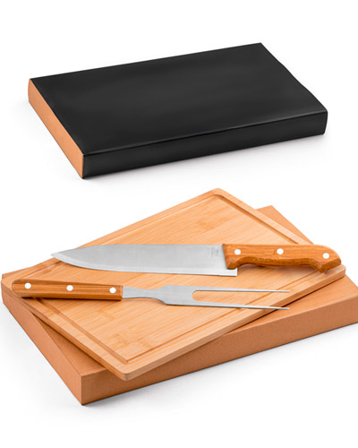 Brindes Personalizados - KIT CHURRASCO EM BAMBU 3 PECAS PERSONALIZADO