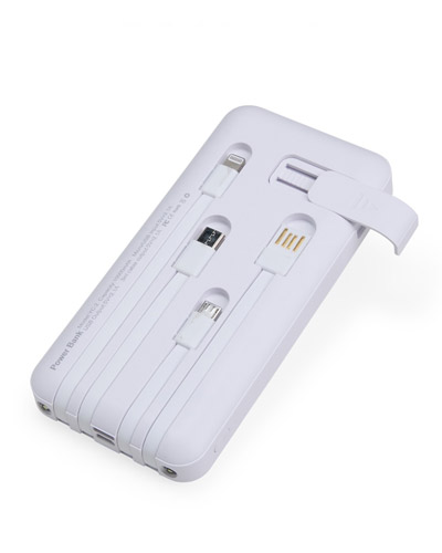 Power Bank com Cabos Embutidos Personalizado