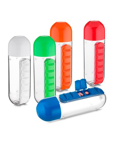 Brindes Personalizados - Squeeze com Porta Comprimidos Personalizado